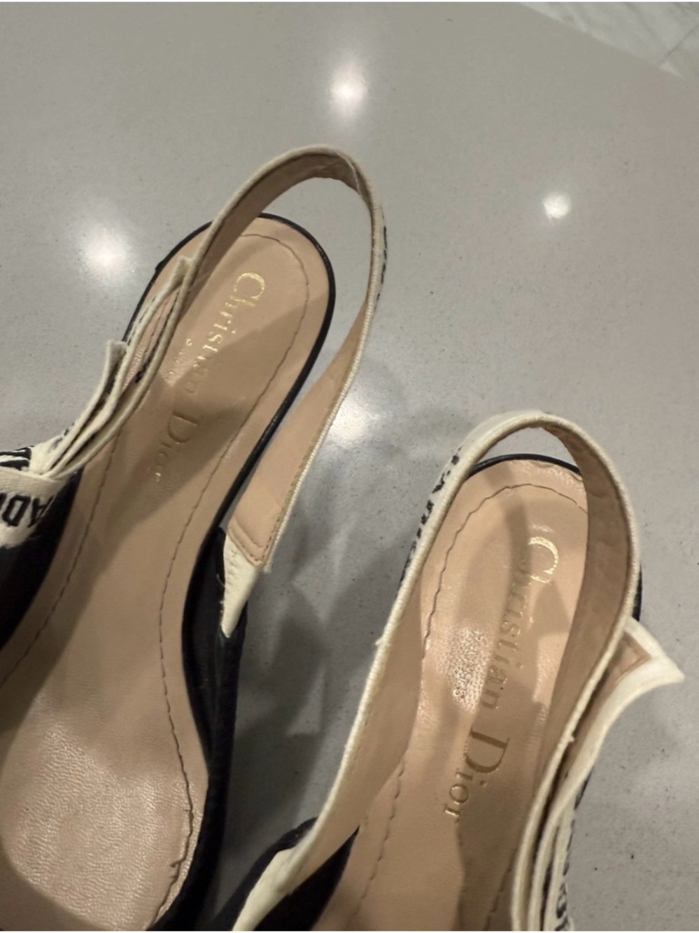 Dior Black Pointed-Toe Slingback Heels with J'ADIOR Ribbon - Picture 4 of 4